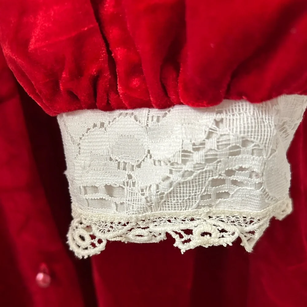 Vintage Komar SZ L Velvet Lace Bow Red - Picture 12 of 12